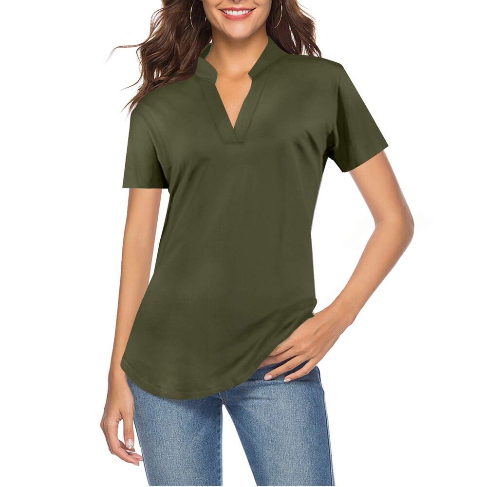 3/4 Sleeve V Neck Loose Top, SMALL, 11E-169T003